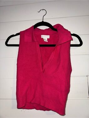 House of Harlow 1960 Hot Pink Ribbed Sleeveless Top